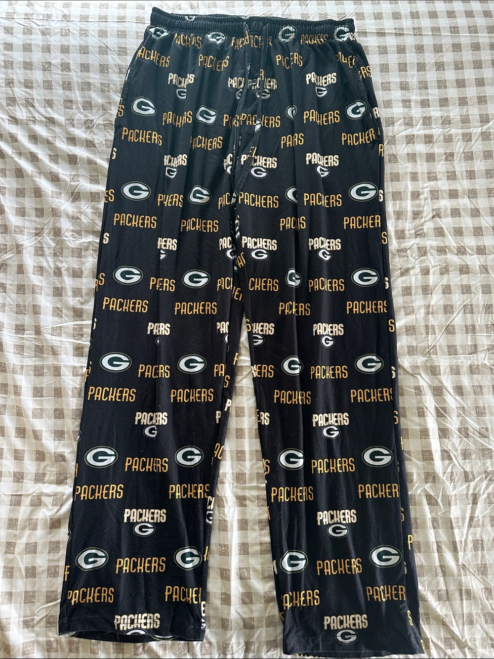 Team Apparel Black Packers Logo Lounge Pants with Green & Gold Accents